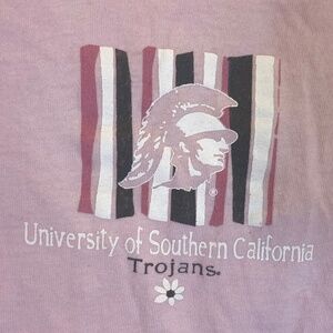 USC Trojans Pink Short Sleeve Shirt UNISEX Sz M Pink Gray Logo CUTE